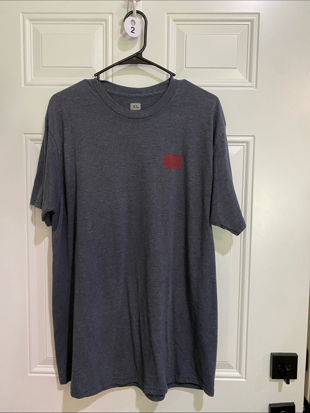 Classic Gray Short-Sleeve Tee with Subtle Red Chest Accent